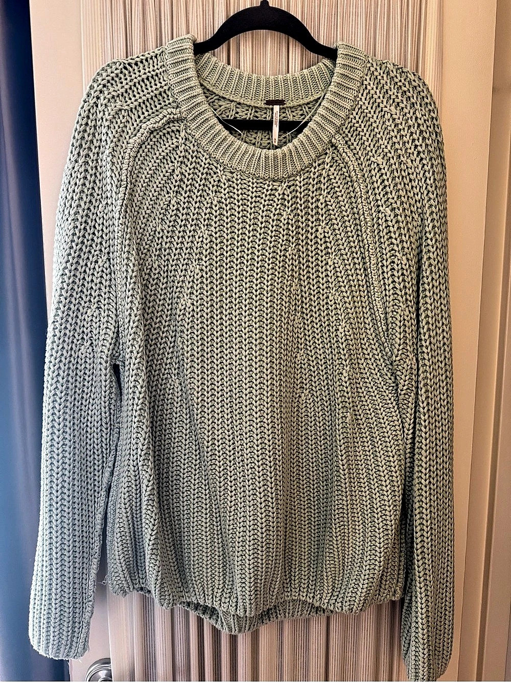 Free People Take Me Home Sweater Knit Crewneck Sage Green Medium
